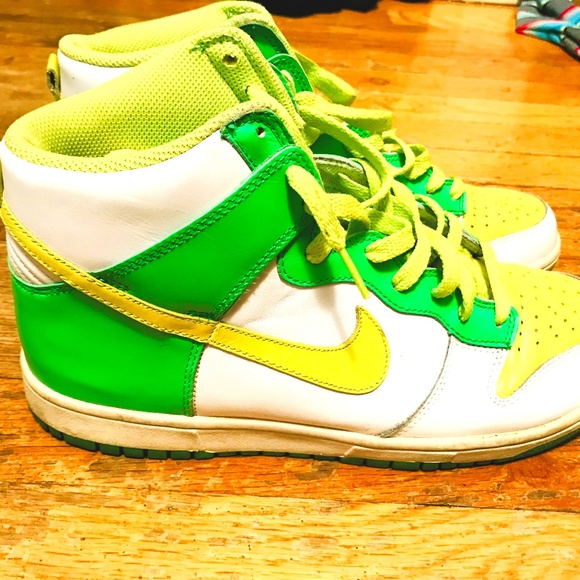 nike dunk green and yellow